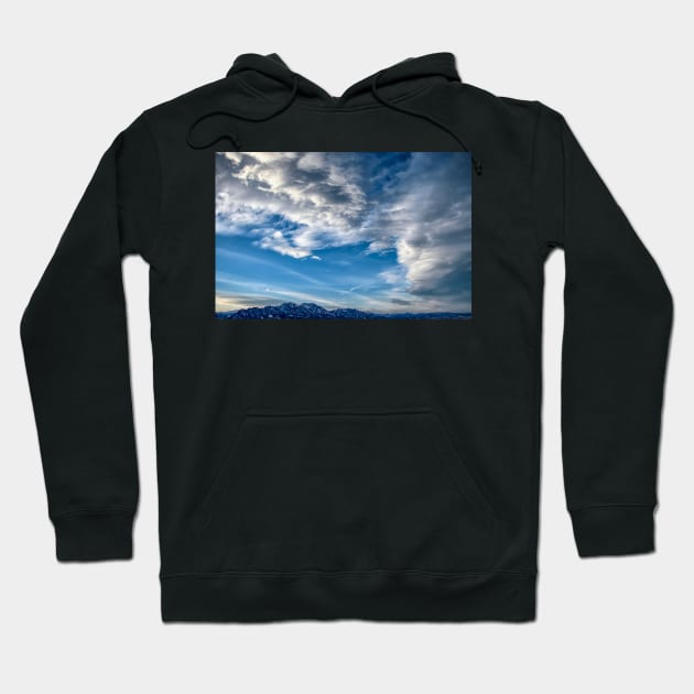 Cloudy Sky Over the Flatiron Mountains Hoodie by jecphotography